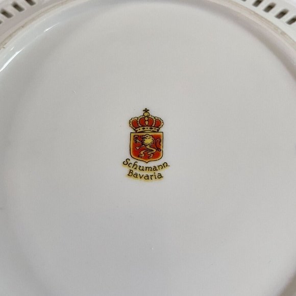 Vintage Plate Porcelain Serving Dish Bavaria Schumann reticulated Dresden - Picture 5 of 6